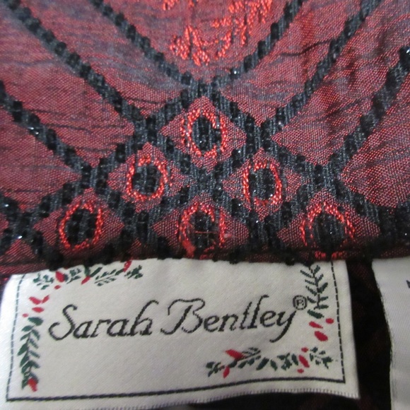 Vintage 90s 80s Sarah Bentley Button Up Top L Sparkly Red Grannycore Casual Chic - Picture 8 of 8